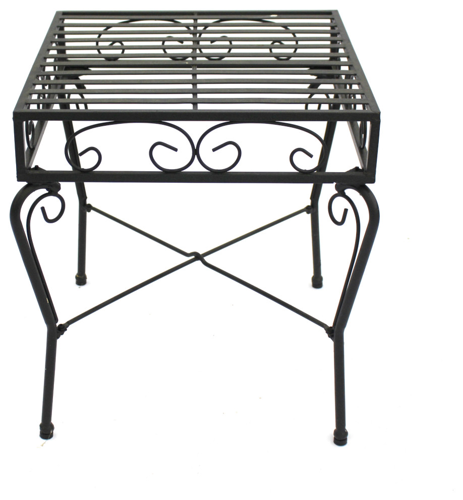 Courtyard Casual Black Steel French Quarter Outdoor End Table Mediterranean Outdoor Side Tables By Courtyard Casual