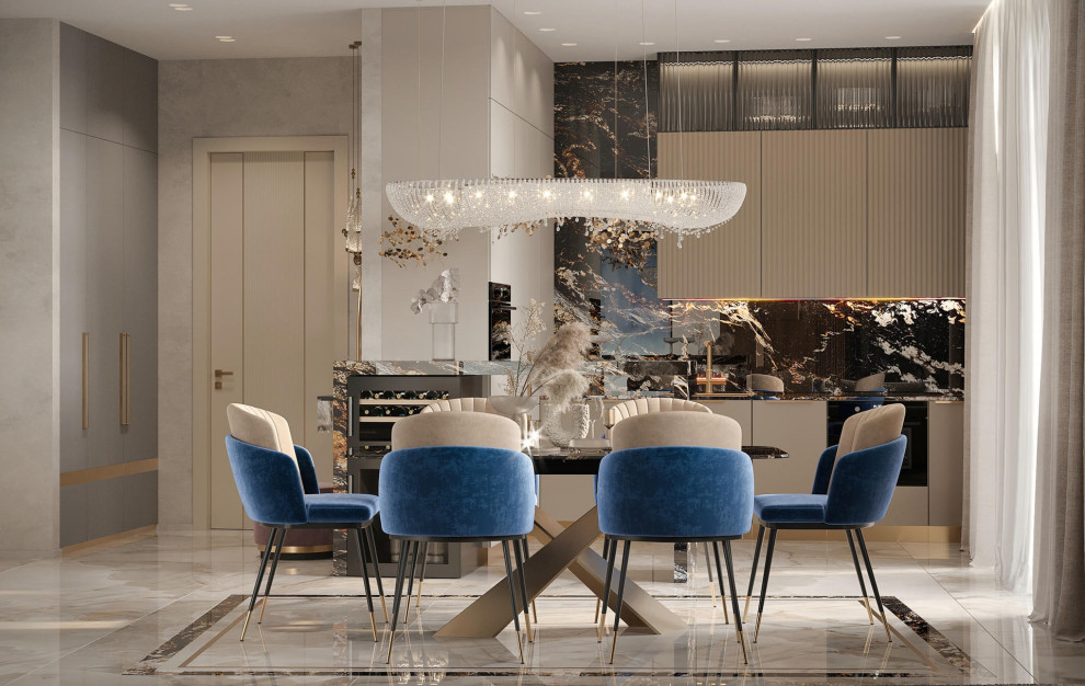 Роскошный дизайн квартиры в стиле современная классика в ЖК "Квартал Лахта парк"