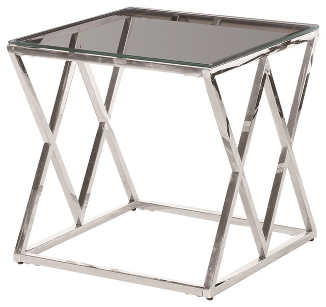 Sagebrook Home Silver/Glass Diamond Accent Table Contemporary Side