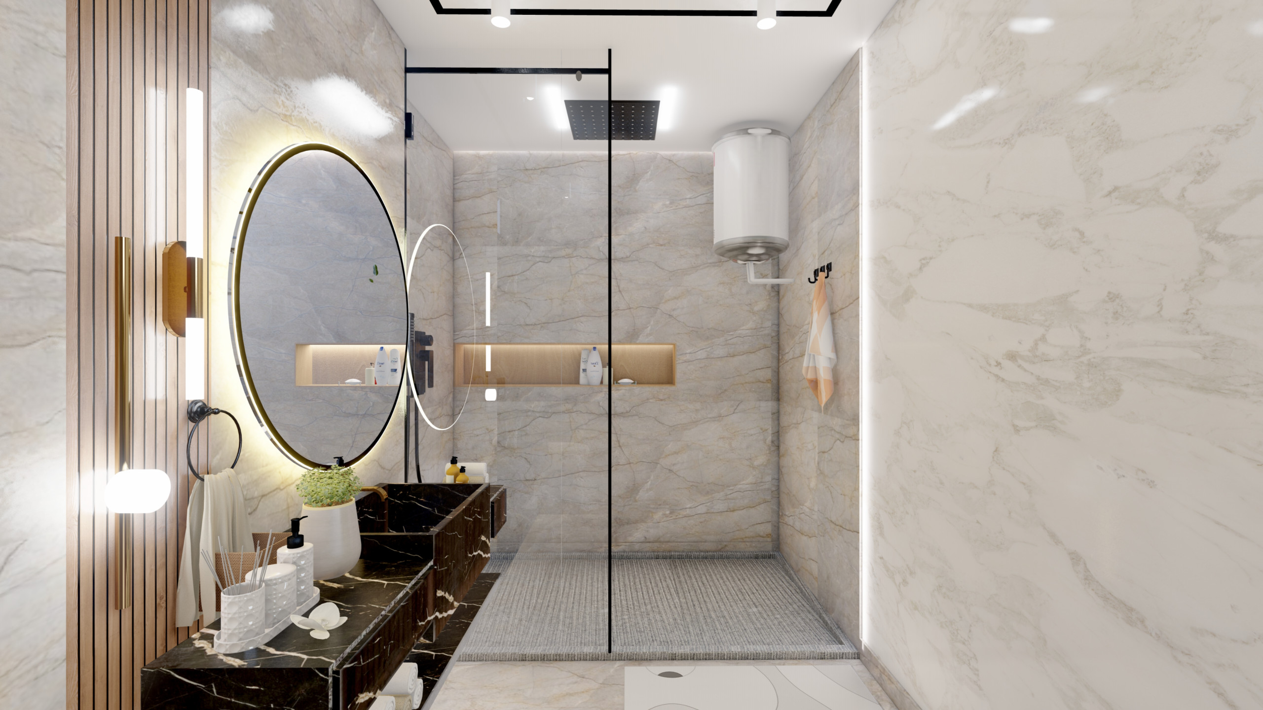 Lavish Bathroom with Marble Accents in Sevenoaks