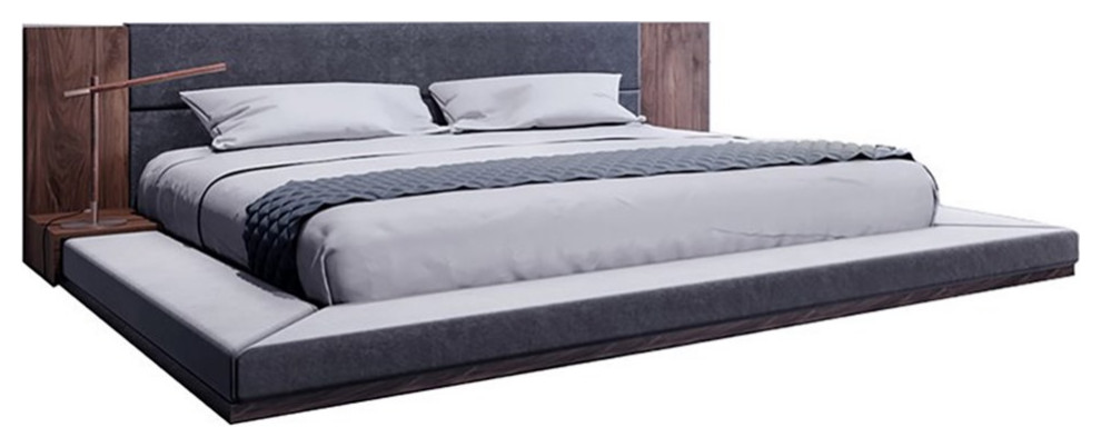 Modrest Jagger 91x108" Modern Polyester Fabric California King Bed in Gray