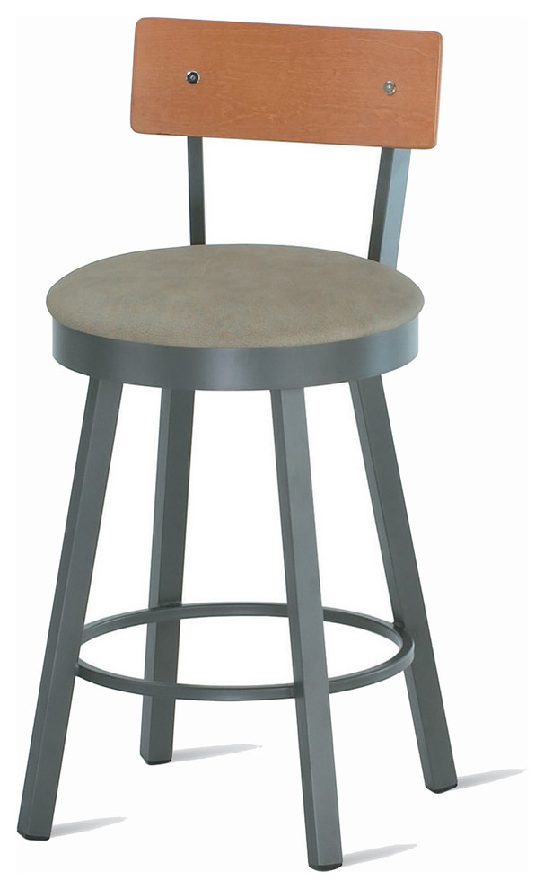 Amisco Lauren Swivel Stool with Wood Backrest 40293, 34", Spectator