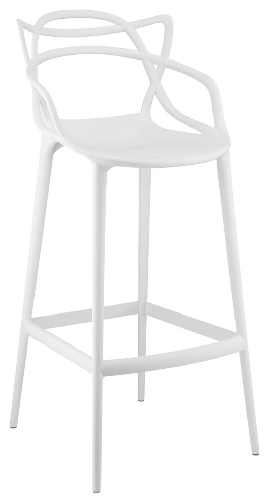 Molded Plastic Bar Stool, White Midcentury Bar Stools And Counter