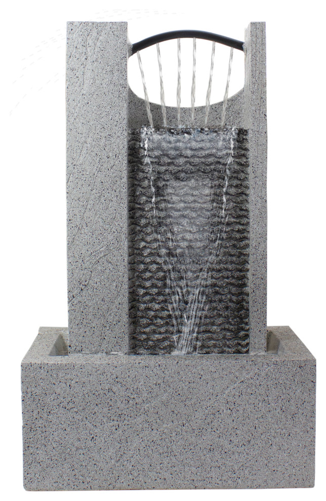 23" Gray Modern Style Rainfall Outdoor Water Fountain Transitional