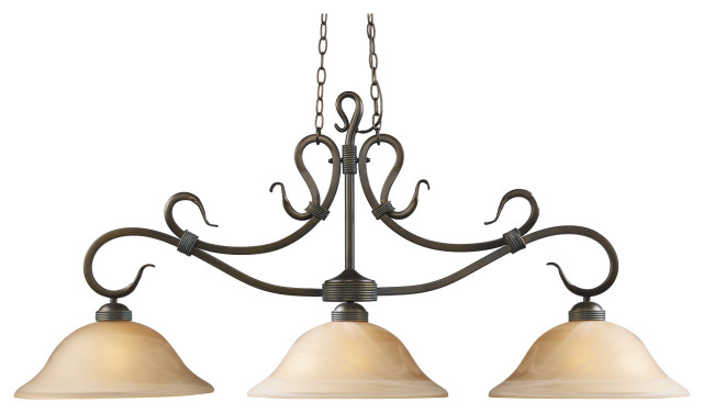 ELK LIGHTING 248-Va Buckingham 3-Lt Linear In Vintage Antique W/Amber ...