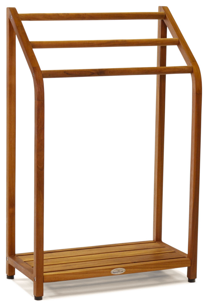 The Original Sula Versatile Teak Towel Rack Transitional Racks Stands By Aquateak Versatile Teak Towel Rack
