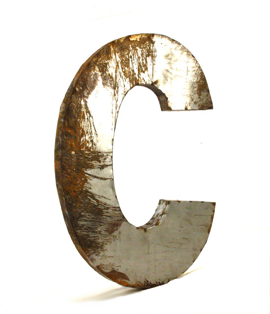 Rustic Metal Small Letter C 18 Inch Wall Rustic Metal Large Letter C 36