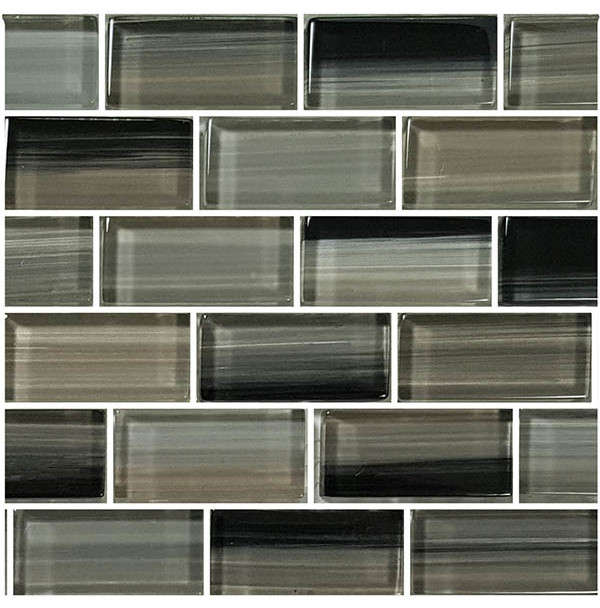 12"x12" Glass Tile Blends Watercolors Series, Charcoal