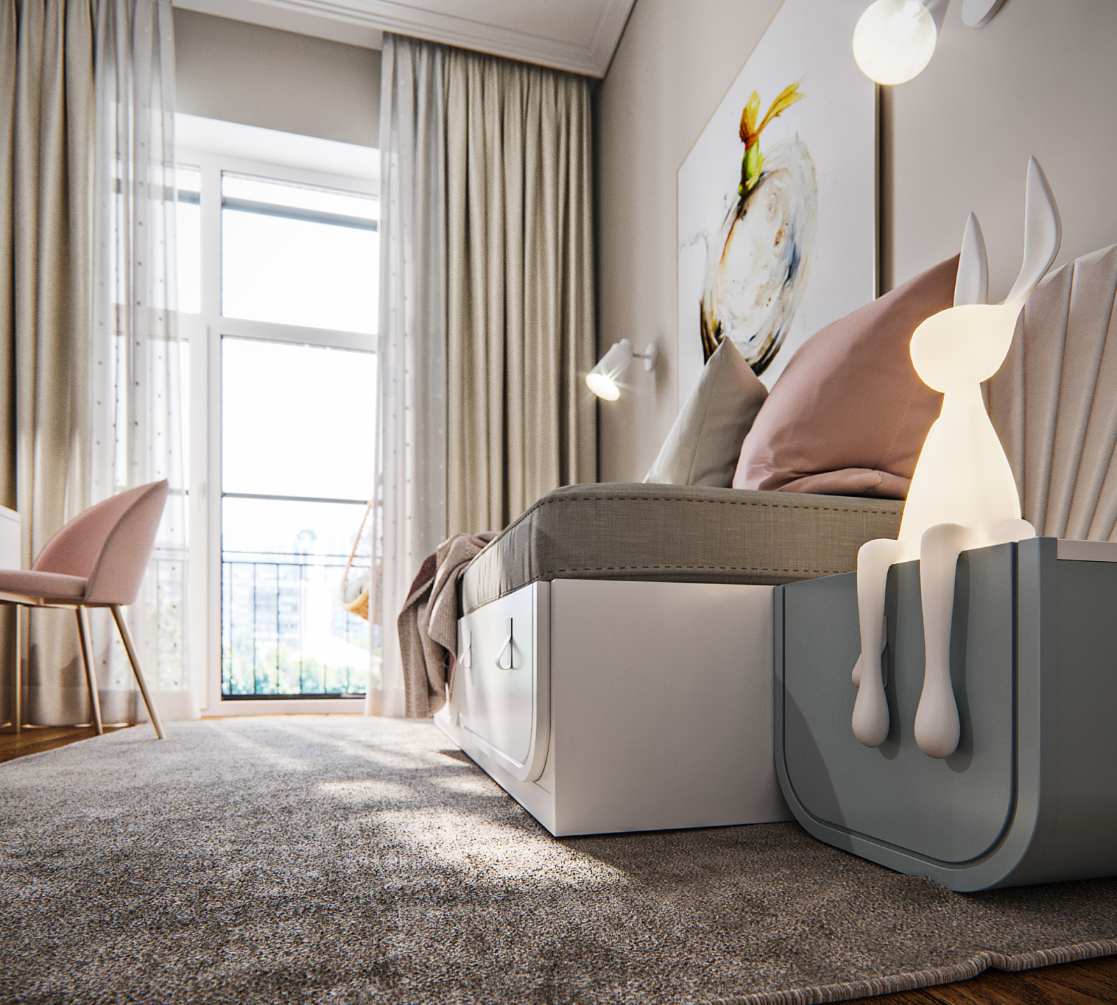 Элегантная детская комната для 2-х маленьких девочек