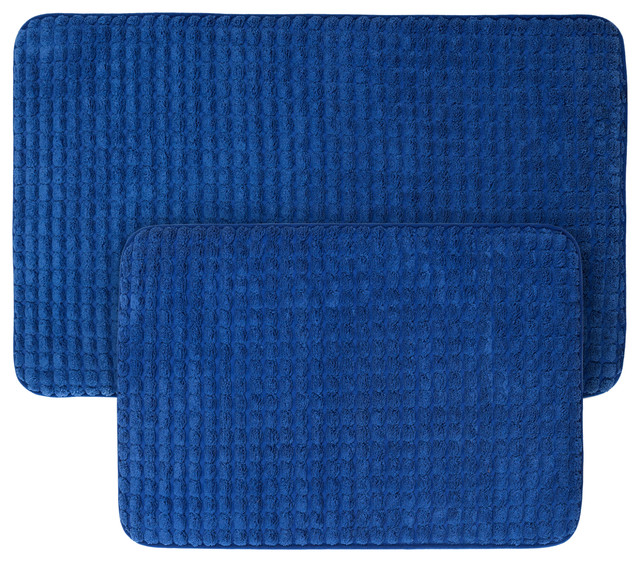 2Piece Memory Foam Bath Mat Set, Woven Jacquard Fleece Contemporary