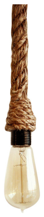 Hand-Wrapped Rope Pendant - Rustic manila rope light nautical , 3'
