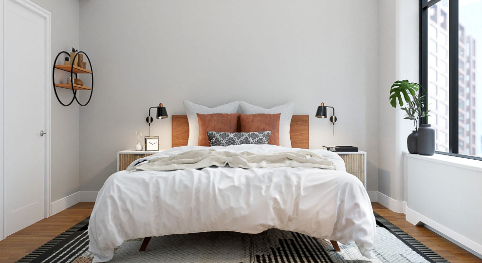 Источник вдохновения для домашнего уюта: хозяйская спальня среднего размера в стиле ретро