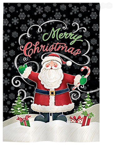 Breeze Decor Christmas Candy Cane Santa 2-Sided Vertical Impression House Flag