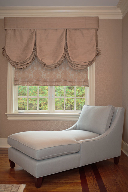 Tailored Balloon Valance With Roman Shade Traditional