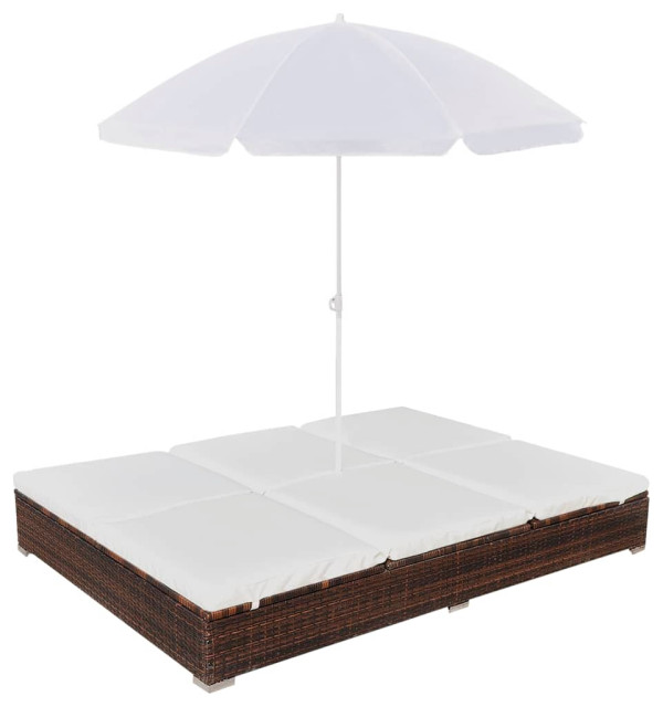 Vidaxl Outdoor Lounge Bed With Umbrella Poly Rattan Brown Sun Patio Tropical Chaise Lounges By Virventures Houzz - What Size Umbrella For Chaise Lounge Vidaxl Outdoor Lounge Bed With Umbrella Poly Rattan Brown Sun Patio Tropical Chaise Lounges By Virventures Houzz - What Size Umbrella For Chaise Lounge