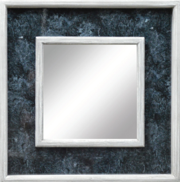 Small Graywash Marble Mirror, 20x20" Contemporary Wall Mirrors by