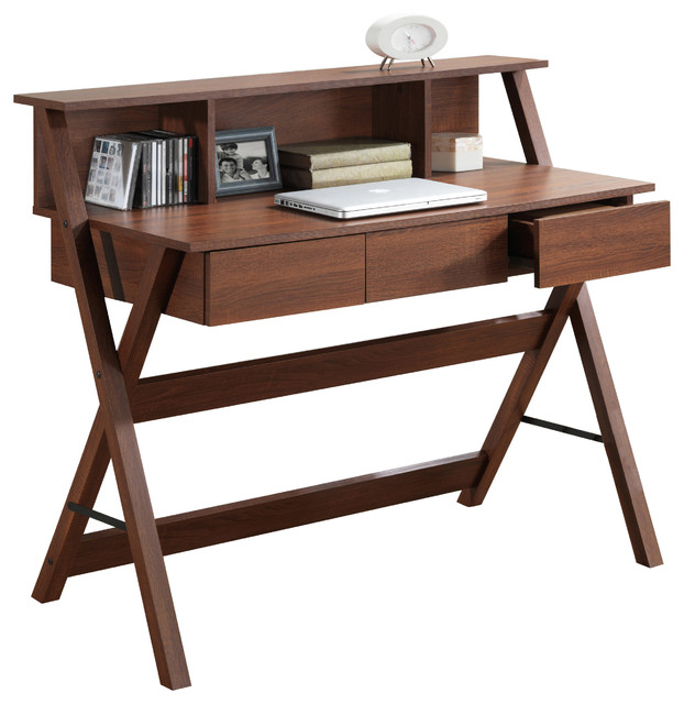 Corliving Folio Three Drawer Desk With Low Profile Hutch