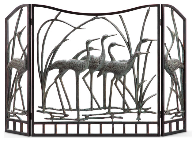 Crane Flock Fireplace Screen Contemporary Fireplace Screens