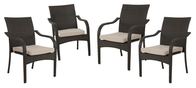 Gdf Studio Florianopolis Brown Wicker Stacking Chairs Set Of 4 Brown Wicker Stacking Chairs
