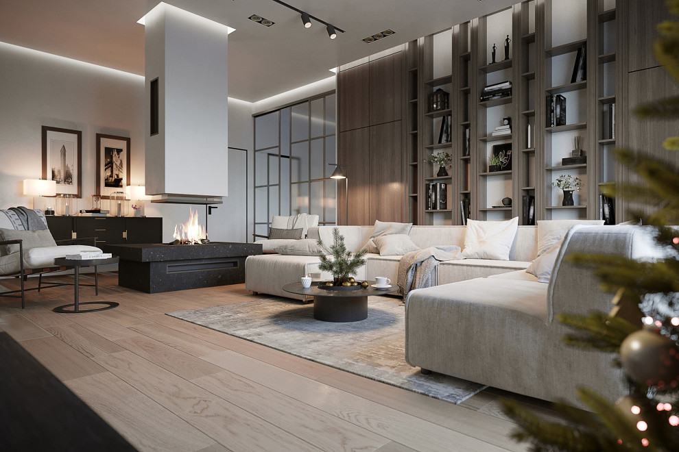 Каминная зона с диваном.