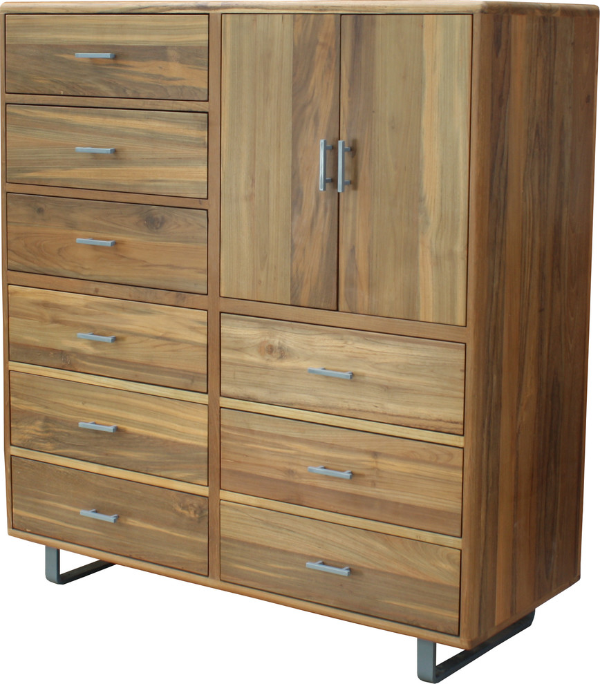 Kubrick 9 Drawer 2 Door Storage Cabinet - Handcrafted from Reclaimed Teakl