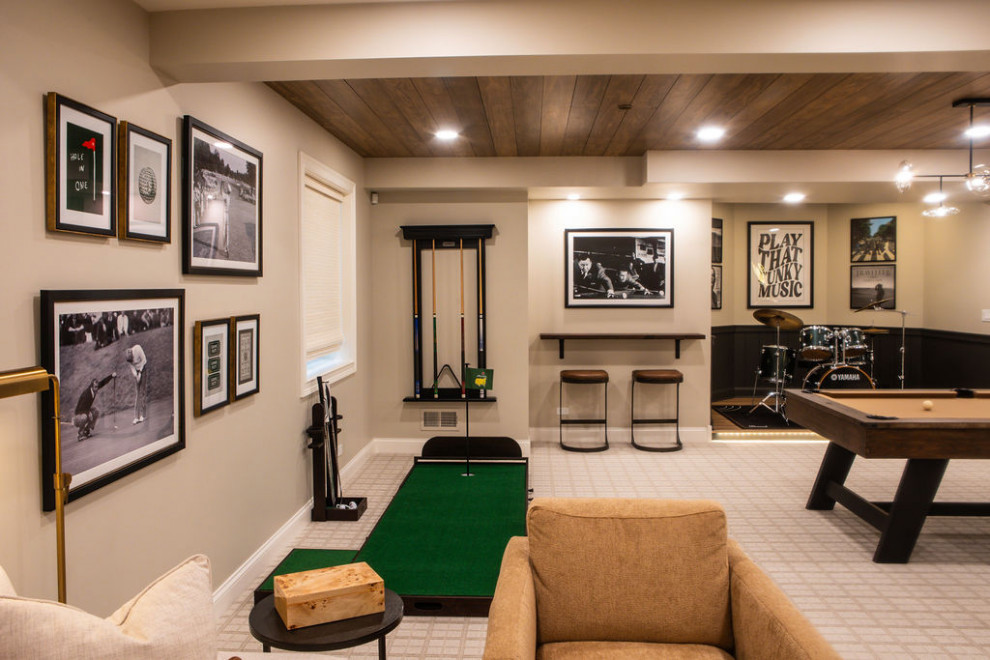Transitional home design photo in Chicago