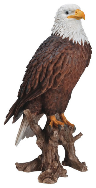 Perched Bald Eagle Garden Statue, 15.5" - Rustic - Garden Statues And