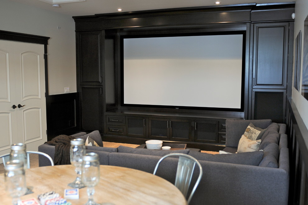 Inspiration for a traditional home theatre in Calgary.