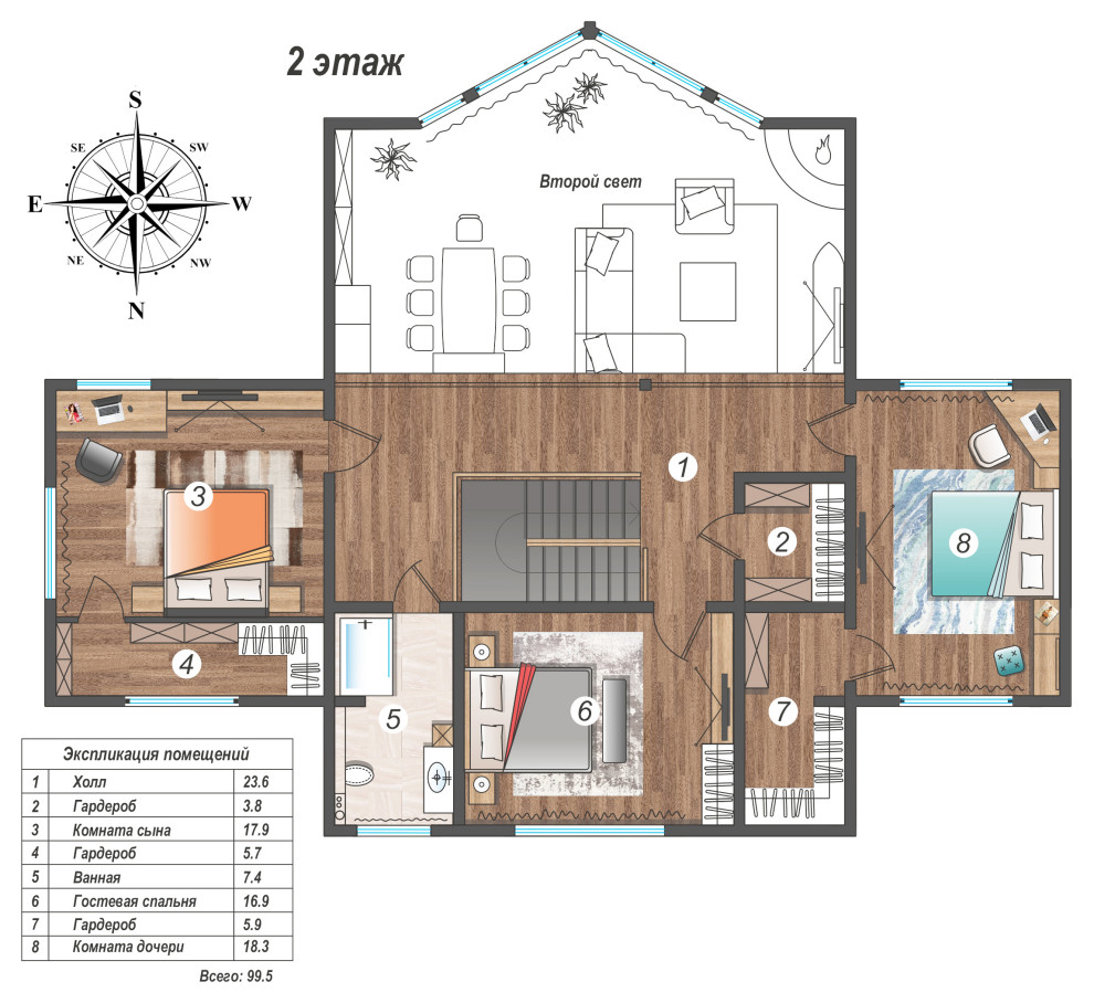 Планировка 2-х этажного дома
