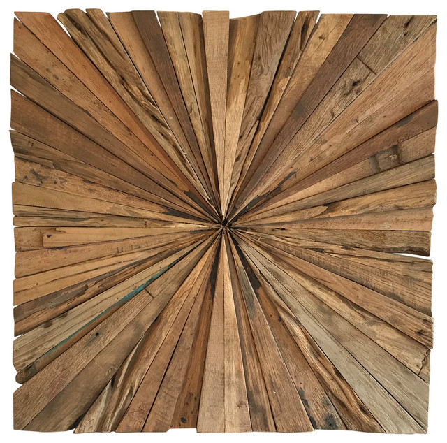 Teak Wood Square Sunburst Wall Decoration Rustic Decorative Teak Wood Square Sunburst Wall Decoration