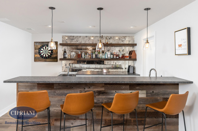Mt. Laurel Farmhouse Basement country-home-bar