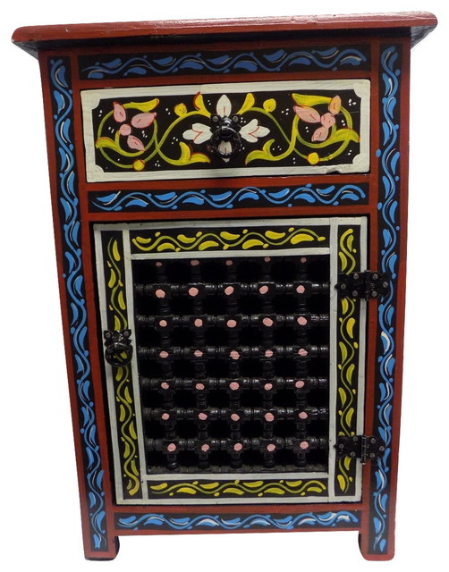 Moroccan Moucharabi Nightstand Mediterranean Nightstands And