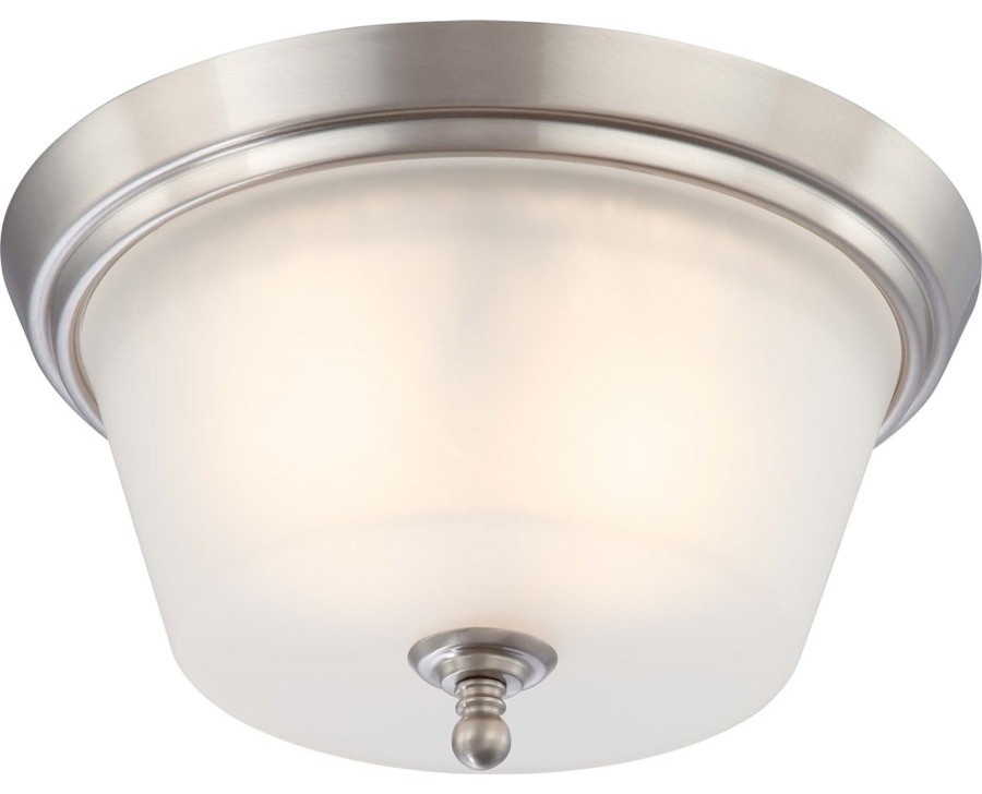 Modern Flushmount Light with White Glass in Brushed Nickel Finish