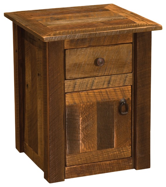 Barnwood Enclosed End Table, Reclaimed Antique Oak Tobacco Barn Wood