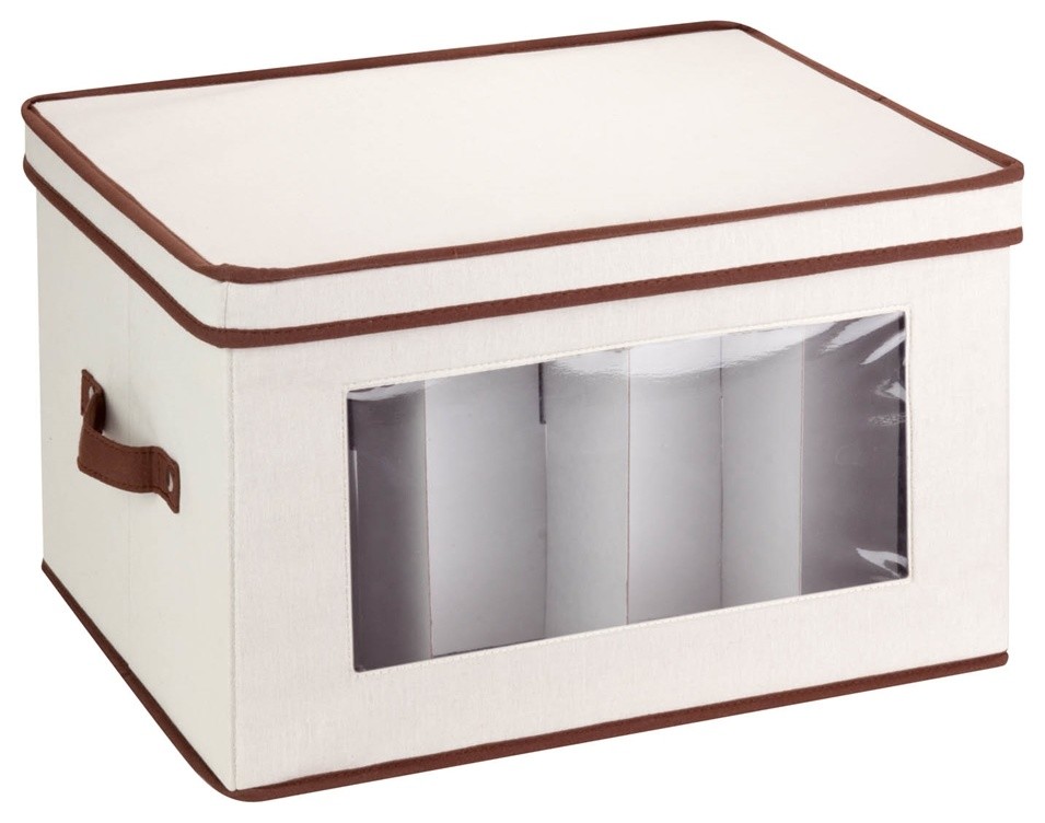 Honey Can Do Natural Canvas Medium Window Storage Box Contemporary