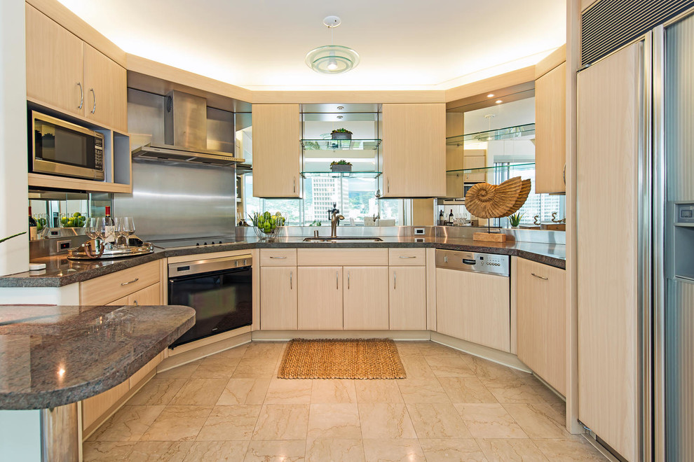 88 Piikoi St. Contemporary Kitchen Hawaii by INOUYE I N T E R I