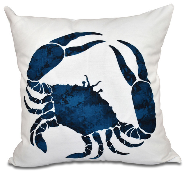 E by Design Crab, Animal Print Outdoor Pillow - Outdoor Cushions And Pillows Houzz