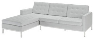 Florence Style Loft Left-Arm Leather Sectional Sofa in White