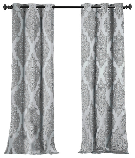 Laynie Blackout Grommet Panel Pair Silver Contemporary Curtains Laynie Blackout Grommet Panel Pair Silver