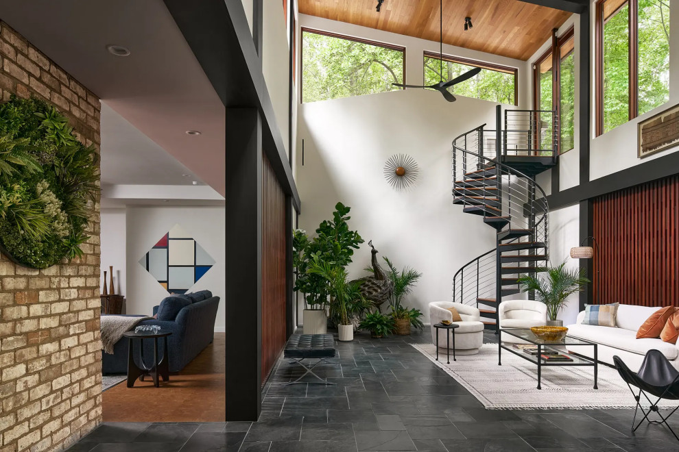 Modern Forest House - Midcentury - Living Room - Raleigh - by Meadows ...