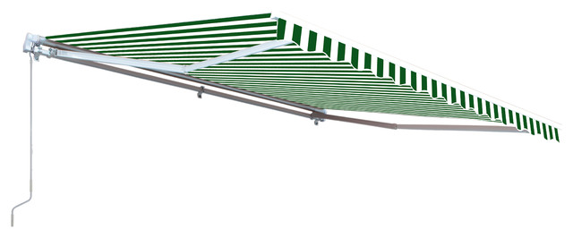 Aleko Retractable Awning, 13'x10', Green/White Stripes