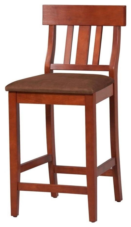 Linon Torino Slat Back Stool, Dark Cherry, Counter Height Transitional Bar Stools And