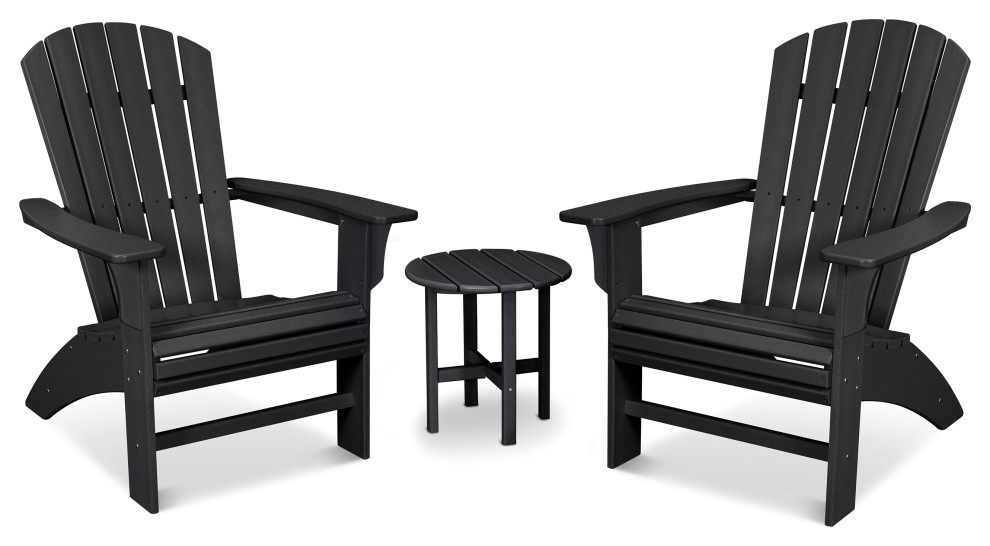 Trex Outdoor Yacht Club 3Piece Curveback Adirondack Set Transitional Outdoor Lounge Sets