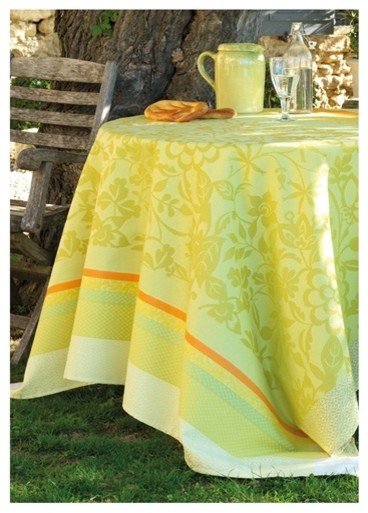 Le Jacquard Francais Provence Lemon Green Tablecloth 69 x 126 "
