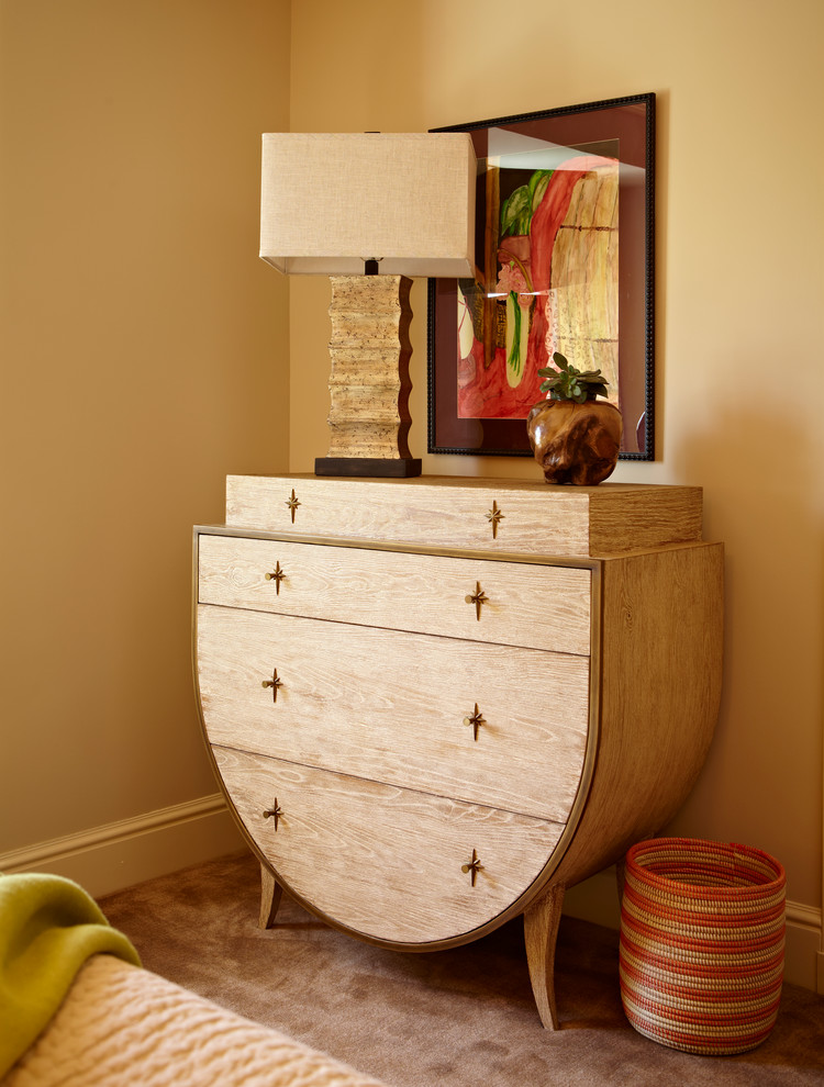 Photo of a transitional guest bedroom in New York with carpet.