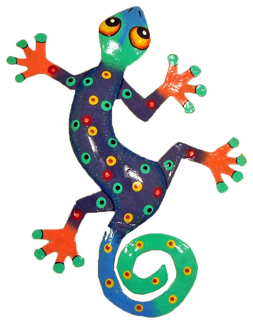 Hand Crafted Tropical Gecko Decor Haitian Art Metal Xl 16 X26 Color S