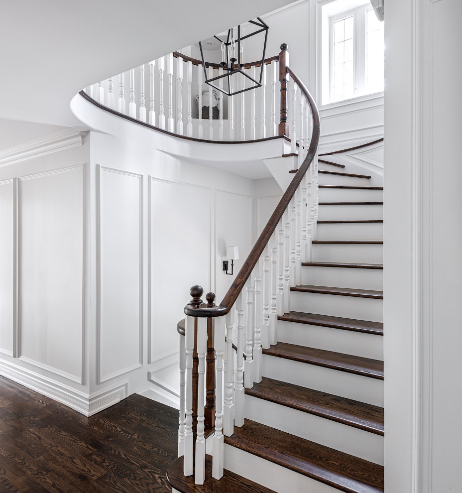 Design ideas for a transitional staircase in Toronto.