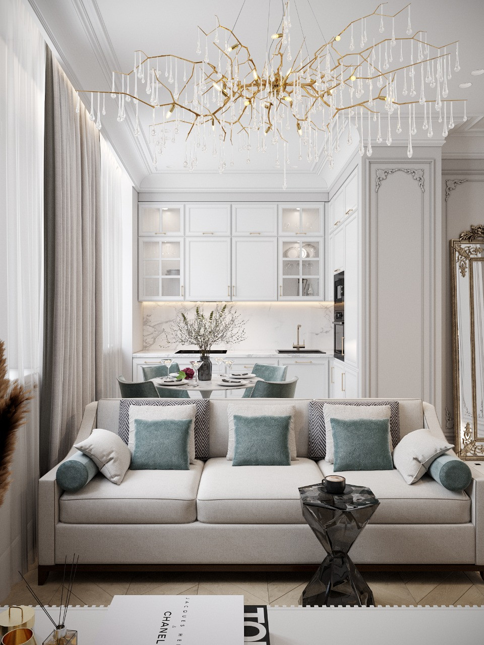 Квартира 100м.кв. в светло-зеленых оттенках оттенках