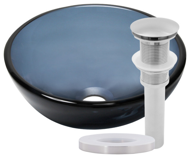 Miseno MVS-TIS-168-12 Marrone 12" Circular Glass Vessel Bathroom - Grey /