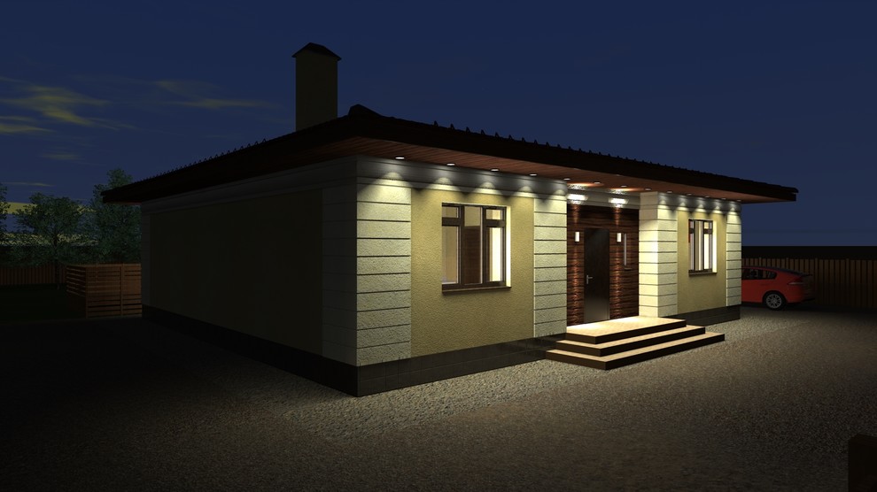 Одноэтажный жилой дом на три спальни